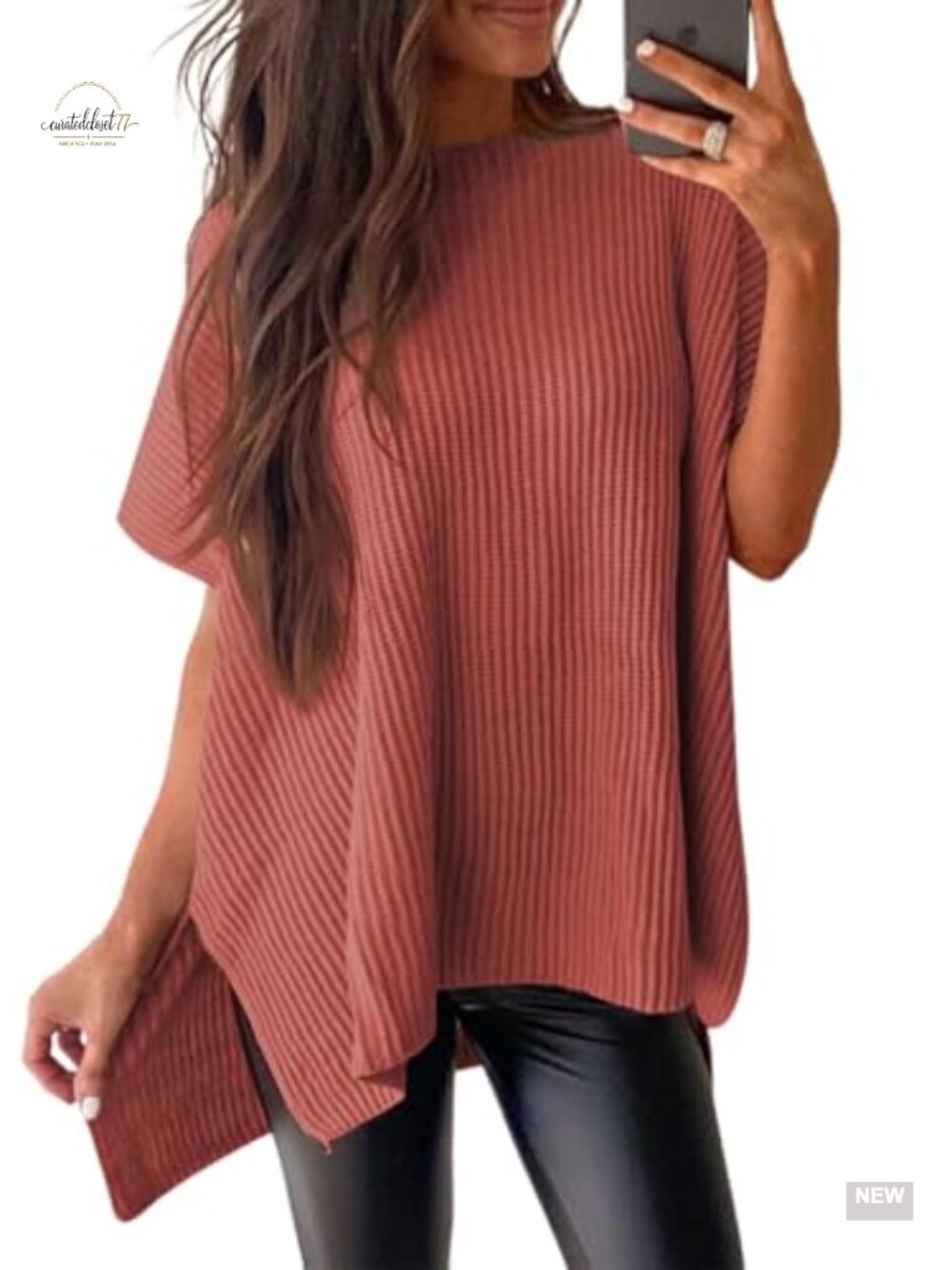 Short Sleeve Crewneck Sweater Loose Fit Knit Tunic Top Casual Pullover